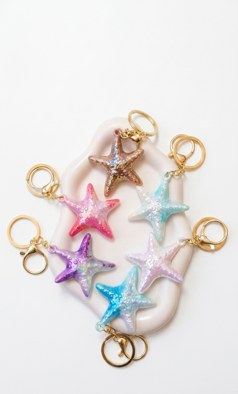 Iridescent Seastars - Bag Charms