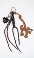 Black heart × Havane dog × Black&Brown ropes - Bag Charm