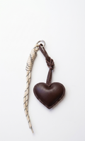 Brown heart × Light yellow rope - Bag Charm