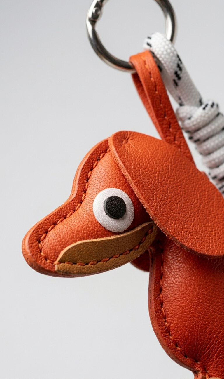 Orange Dachshund × White rope - Bag Charm