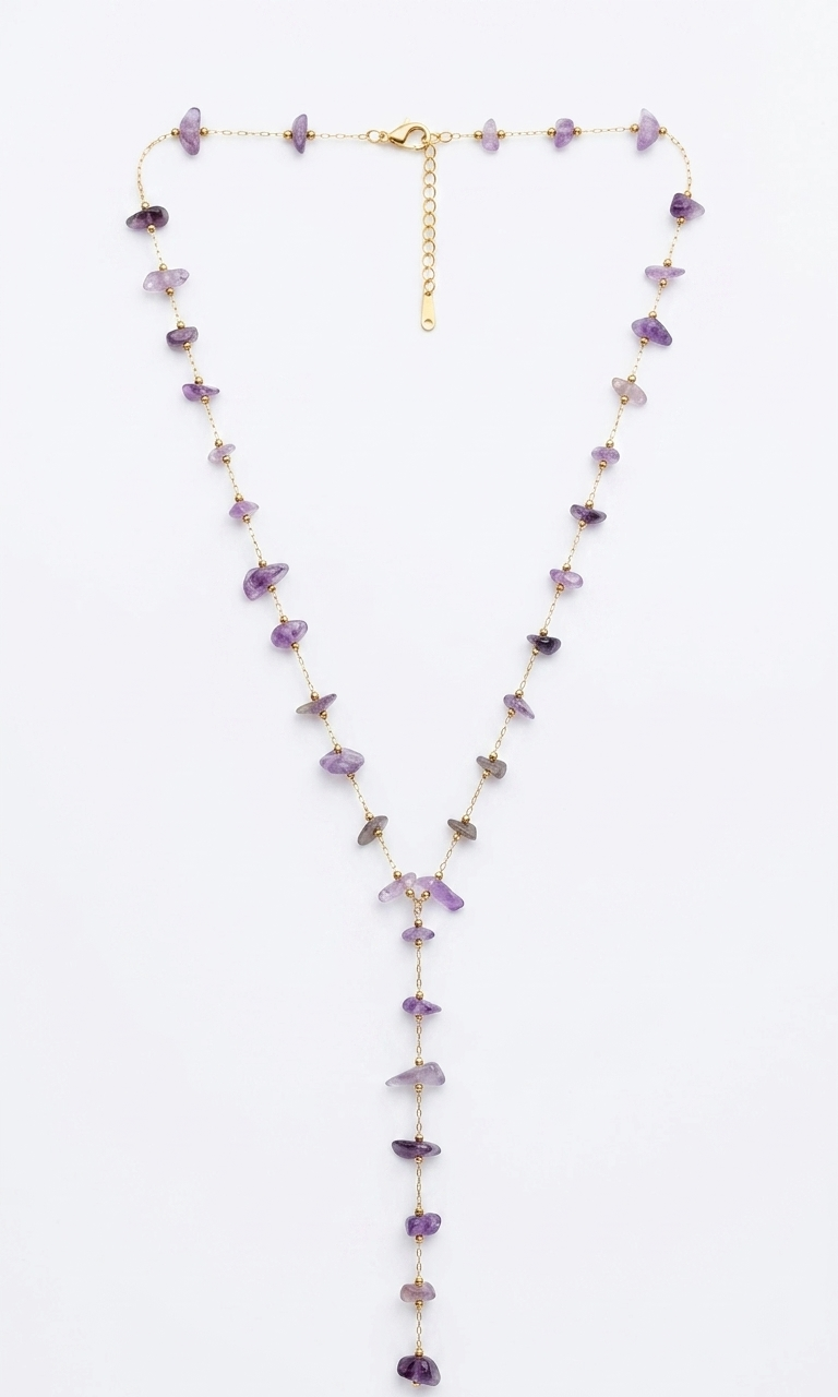 Amethyst Lariat Necklace