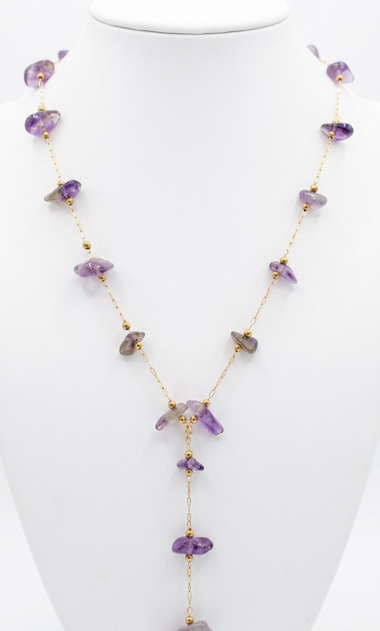 Amethyst Lariat Necklace
