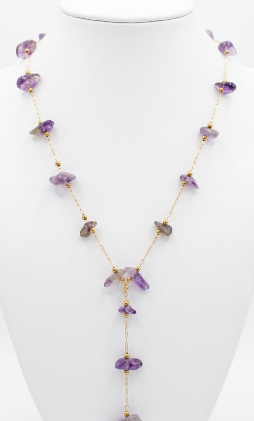 Amethyst Lariat Necklace