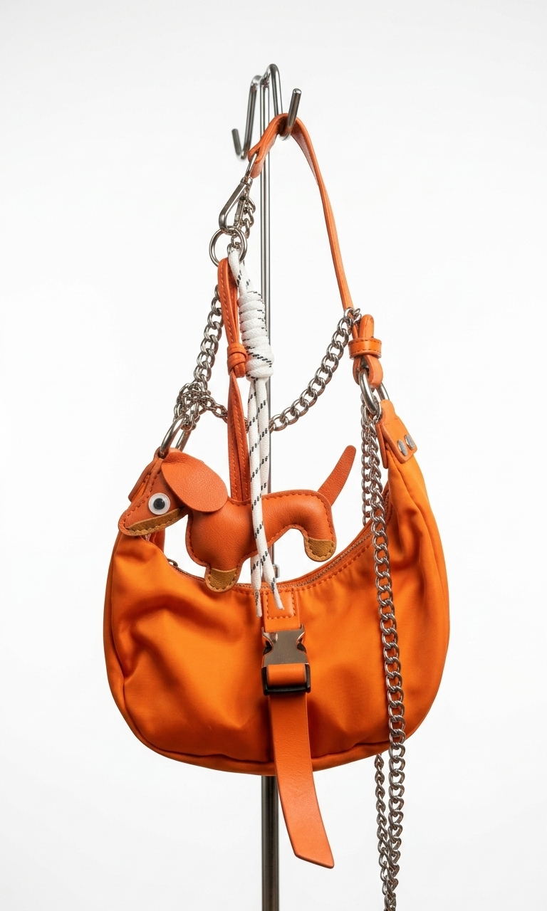 Orange Dachshund × White rope - Bag Charm